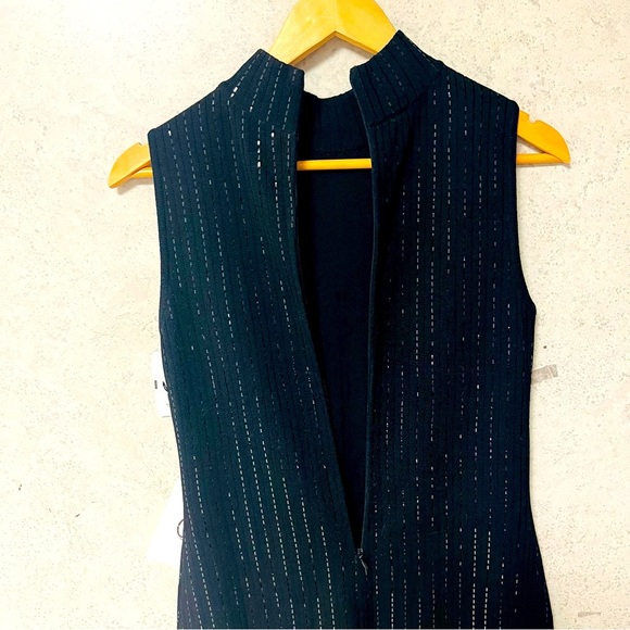 ST. JOHN BY MARIE GRAY NWT SZ 2 BLACK EVENING MOCK NECK SEQUIN‎ SWEATER DRESS - Picture 9 of 10